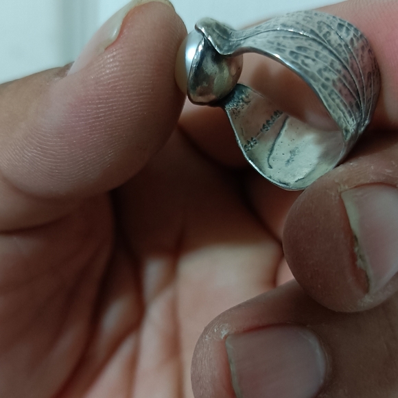 Silpada Sterling 925 Silver Nestled Leaf Pearl Ring R2865 Sz 6.5 - Picture 6 of 8